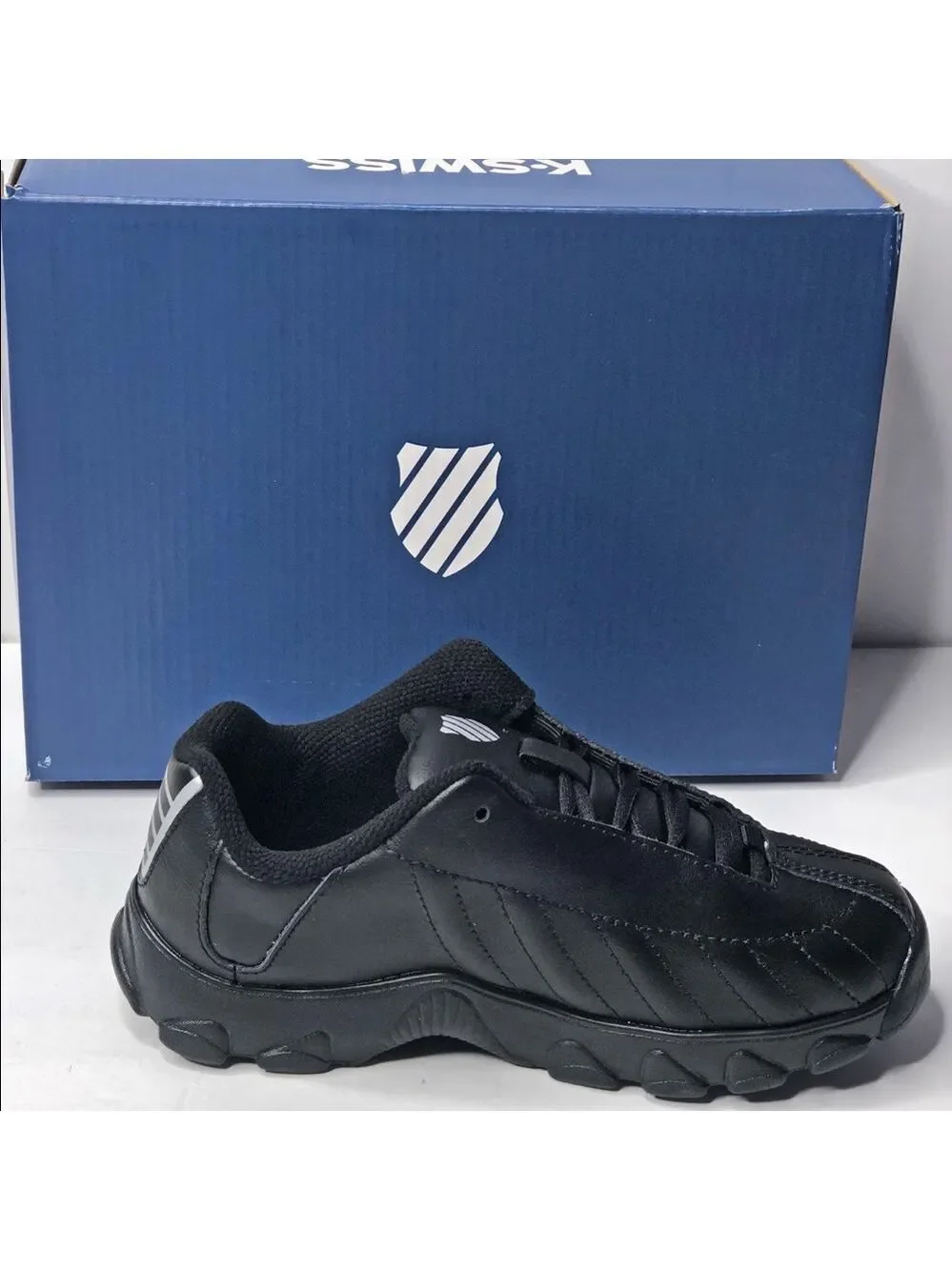NIB K-Swiss Classic Low Boys Sneakers Leather Black Athletic Shoes⁠ Sz 6-2